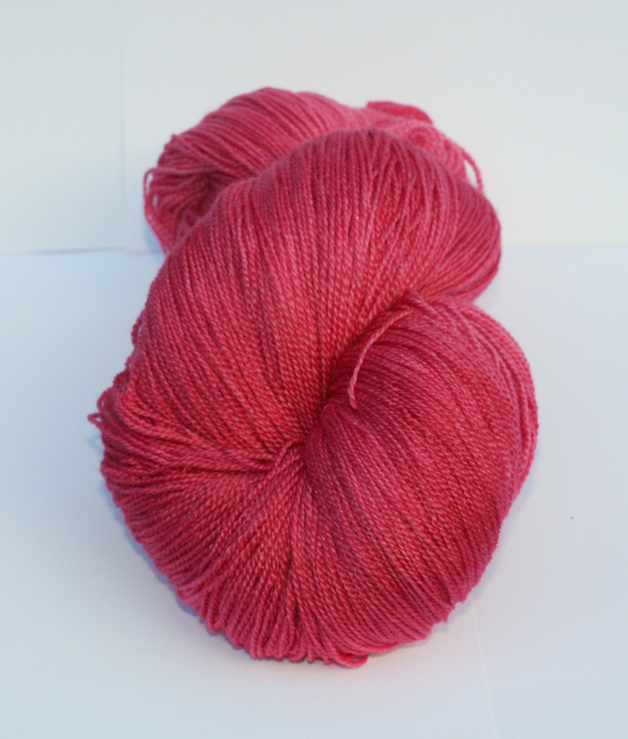 80/20 Merino/Silk Lace 100 grams 875 yards Color- Strawberry Hand Dyed Yarn