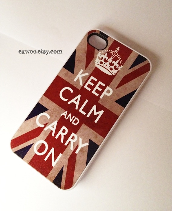 Keep Calm and Carry On  iPhone 4 Case, iPhone case, iPhone 4s Case, iPhone 4 Cover, Hard iPhone 4s Case
