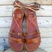 Ancient Style Lace Up Brown Leather Handmade Flat Roman Sandals