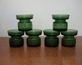 6 Vintage DANSK Votive Candle Holders1960s Danish Modern Jens Quistgaard Green Glass