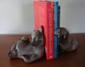 ARABIA Pottery Bookends Vintage Mid Century Ulf Tikkanen Bear Cubs Finnish Finland 1950s