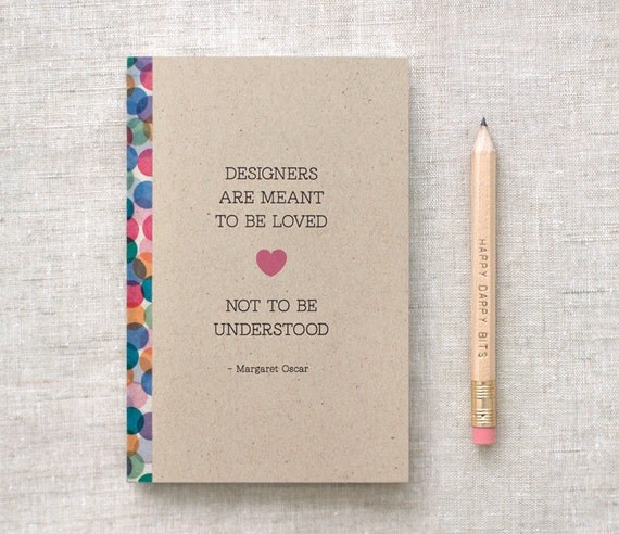 Mini Sketchbook & Pencil Set - Designers - Oscar Quote - Stocking Stuffer, Eco Friendly Journal