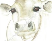 Old Farm Cow Watercolor print