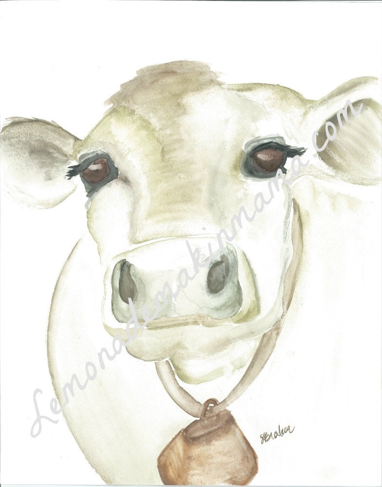 Old Farm Cow Watercolor print