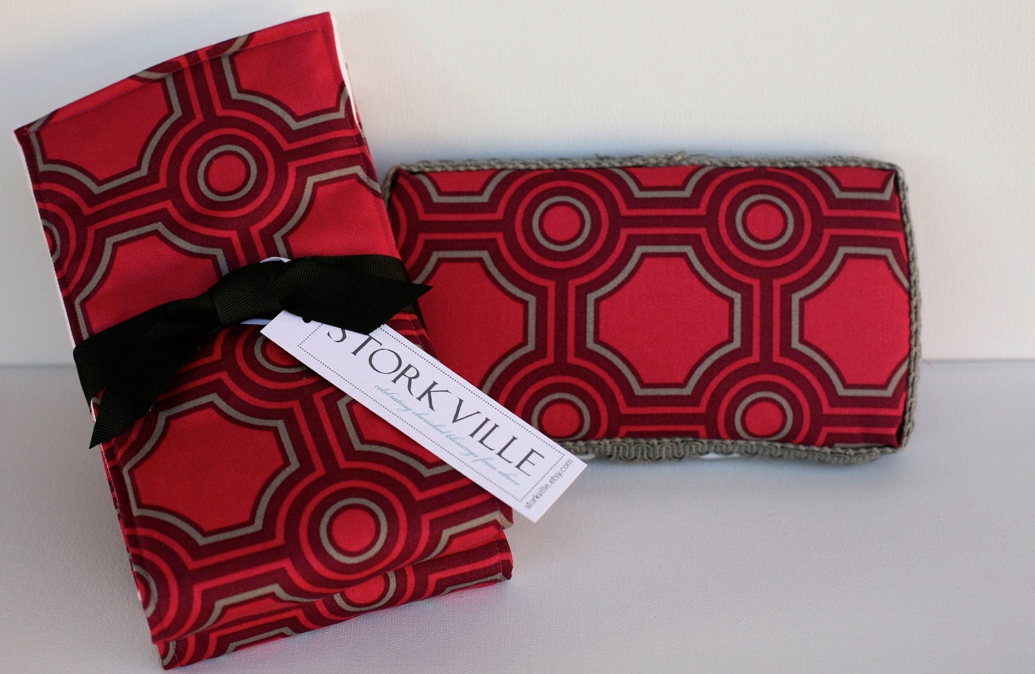 Modern Hot Pink & Gray Burp Cloths and Wipe Case