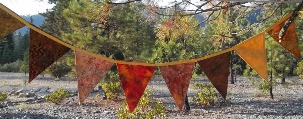 Autumn Colored Batik Prayer Flags Banner Party Decoration