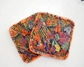 Autumn Leaves Print- Pair of Quilted Fabric Pot Holders