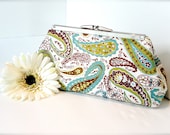 Bridesmaid Clutch - Metal Frame - Sharon Holland Blue Skies Paisley
