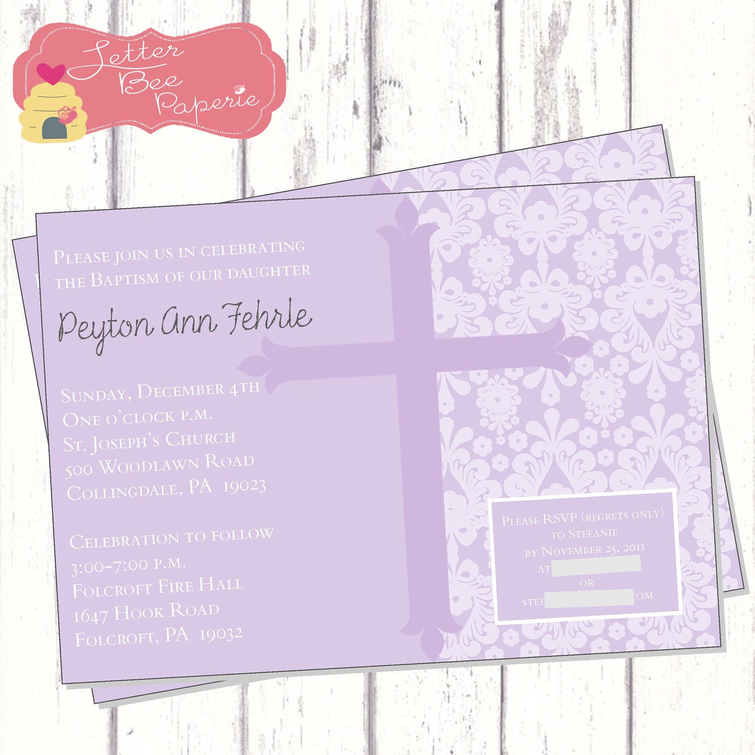 Classic Baby Baptism Invitation - Boy or Girl - Custome Your Colors - Printable File Il_170x135