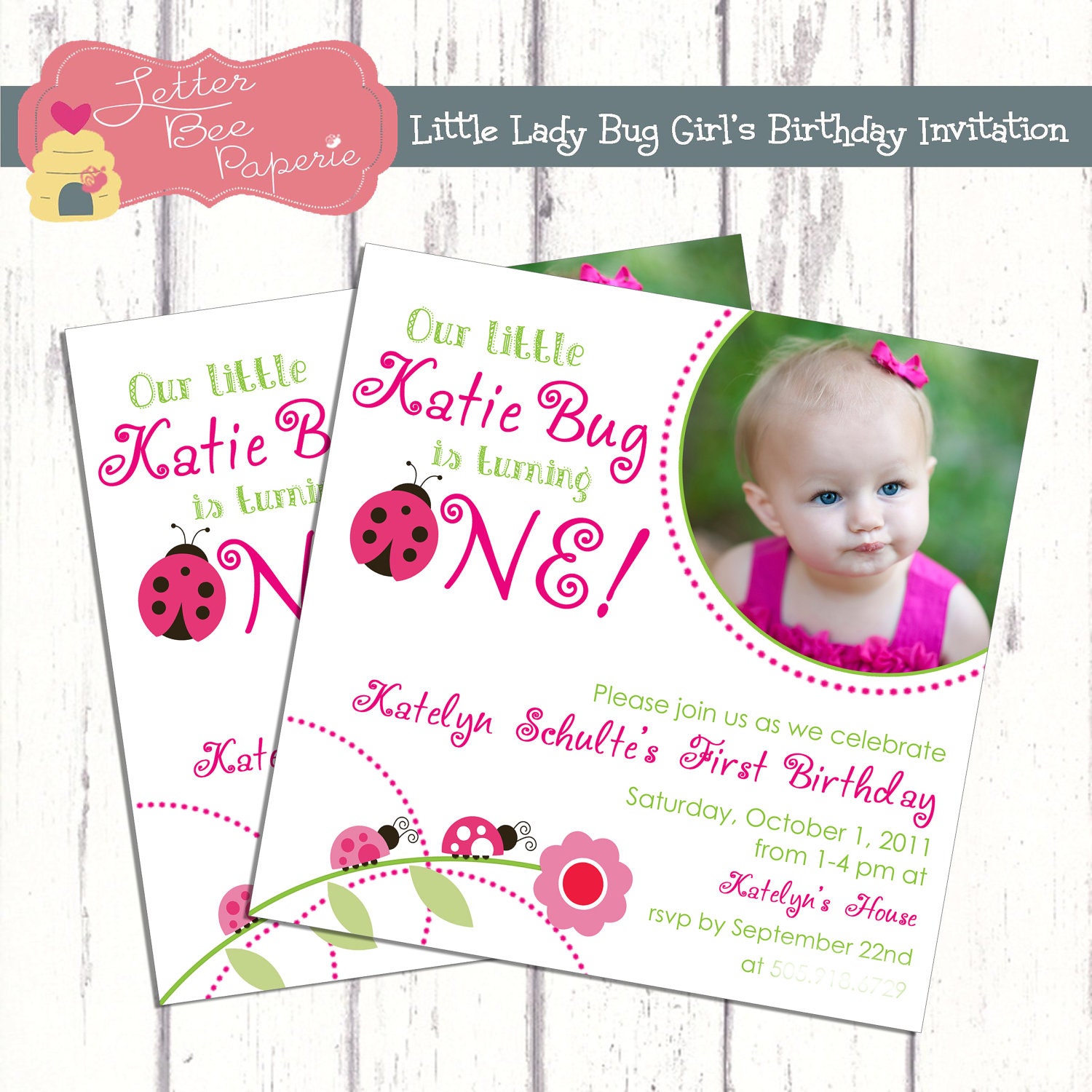 Little Lady Bug Girl's Birthday Party Invitation - DIY Printable File Il_170x135