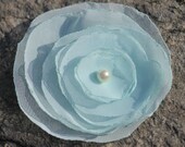 Handmade Seafoam Blue Fabric Flower Clip