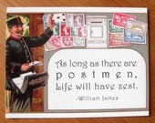 Zesty French Postman with quote postcard set, pack of 5