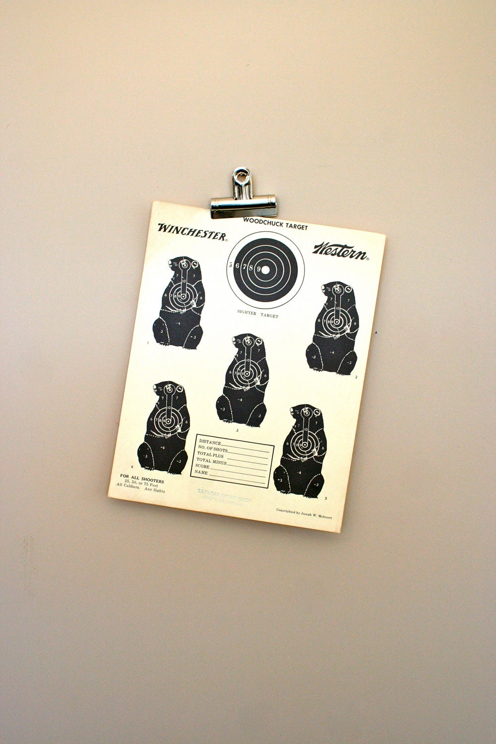 vintage paper shooting target: woodchucks