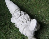 Gnome Relaxing In The Garden, Cement Garden Gnome, Gnome Figure.