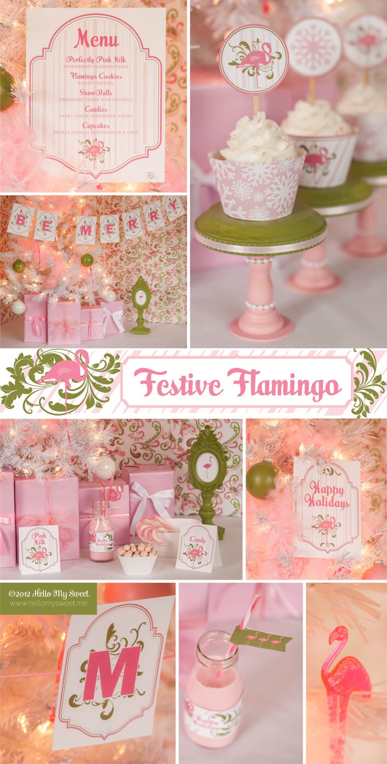 Pink Flamingo - Tropical Baby Shower - Printables - Party Decorations - Dessert Table - COMPLETE SET
