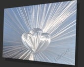 Love YOU & ME 36 x 24 Silver Heart Aluminum Contemporary Abstract Wall Decor Metal Art Painting by Lubo art