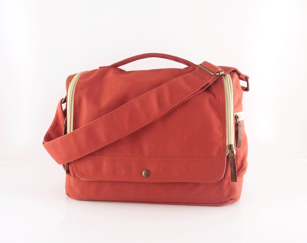 Messenger bag / laptop / men / orange / canvas messenger bag / shoulder bag / handbag / Wich