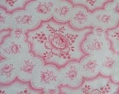 1 Yard Beautiful Vintage Cotton Fabric Pink Roses Rosebuds Pillows Patchwork Quilting Lavender Bags Feedsack