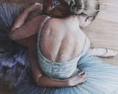 Tired ballerinas signed limited edition giclee ballet print. Fits IKEA frames