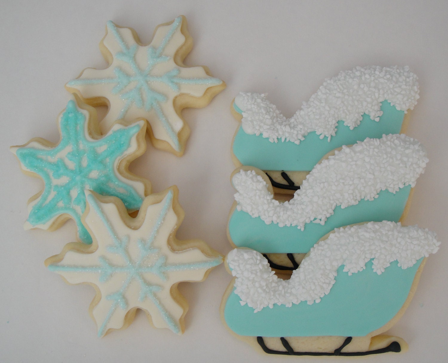 Sleigh and Snowflakes Cookies - Iced Holiday Sugar Cookies