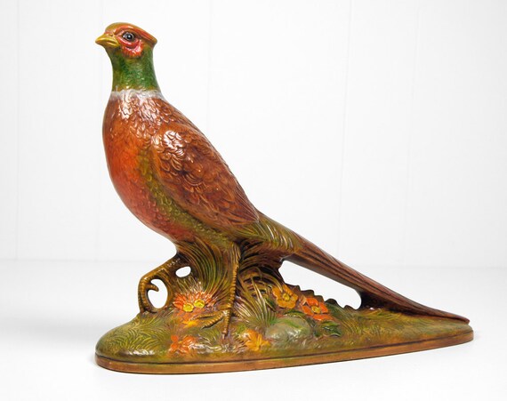 Vintage 1970's Ceramic Pheasant Statue by HoofAndAntler on Etsy