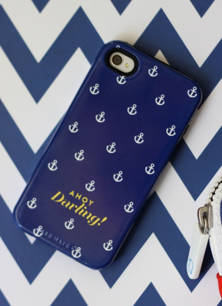 Personalized Nautical iPhone 5 or 4 Case - Ahoy Darling Collection - Choose your color