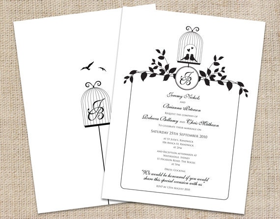 Printable DIY Wedding Invitation & RSVP Custom - Love Birds Il_170x135