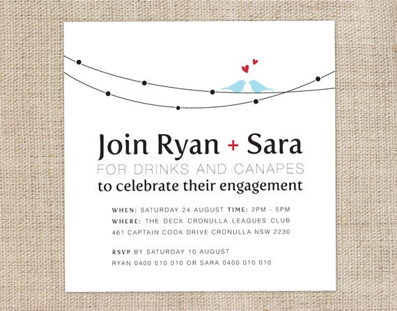 Printable Engagement Invitation - Love on a Wire Il_570xn