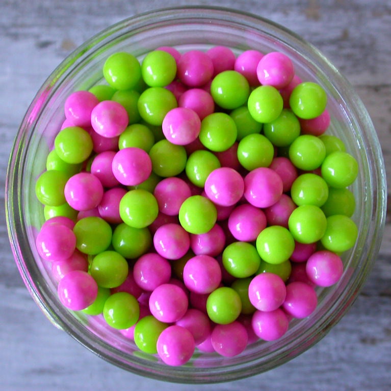 Pink and Lime Large Sugar Candy Beads 7mm by SimplyBakingSupplies