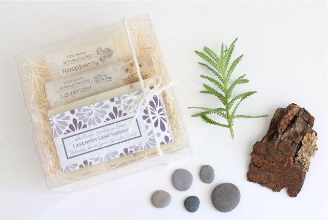 Spa Gift Set / Soap Lip balm and bath salt gift / spa gift for her bath and beauty