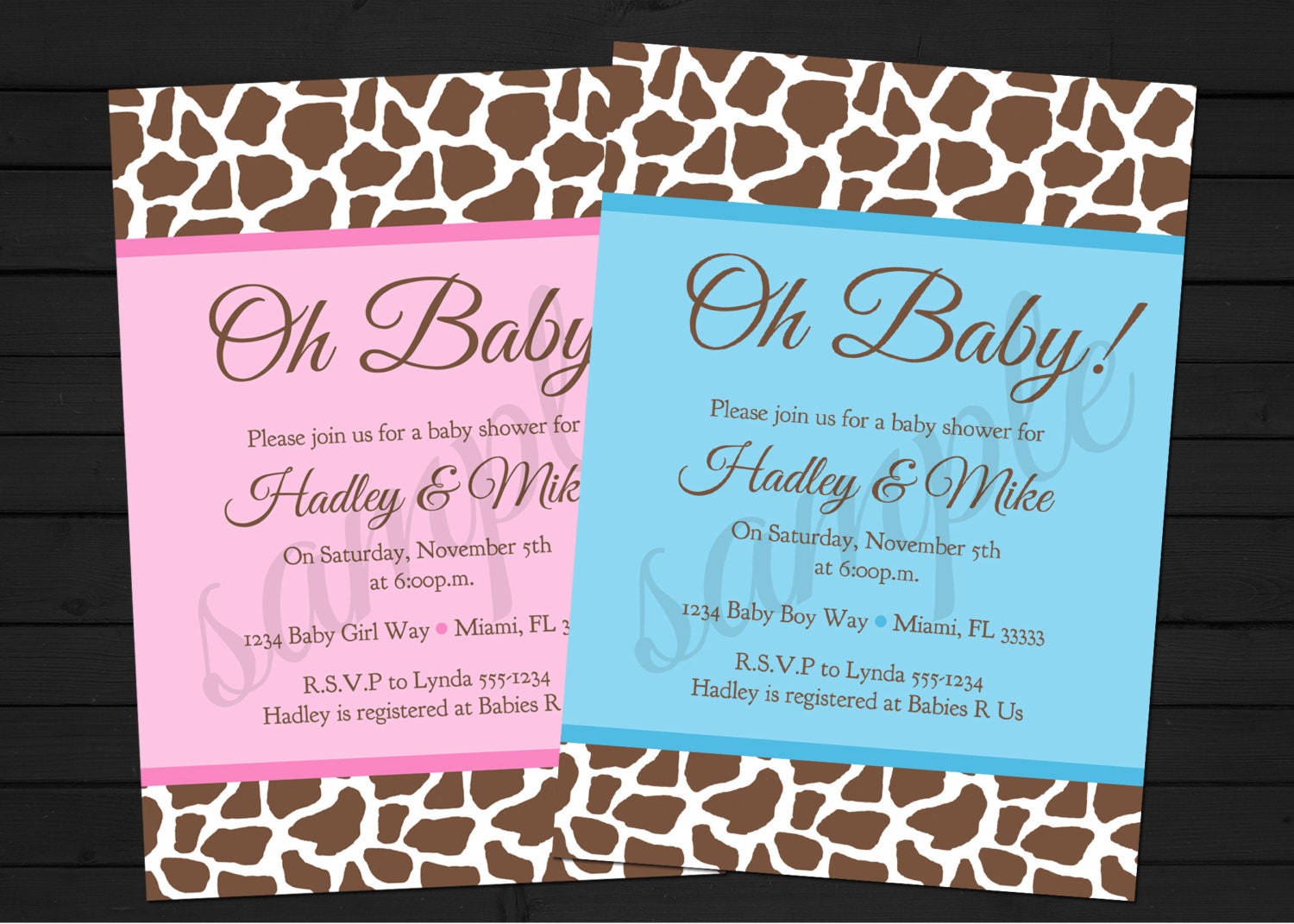 Safari Baby Shower Pink or Blue Invitation Digital File YOU-PRINT Il_570xn