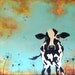 Cow painting print nursery dandelion art