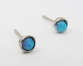 Stud earrings- solid sterling silver 925 & 5 mm Opal stud earrings. birthday gift for her, opal jewelry