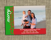 PRINTABLE CHRISTMAS CARD Merry Christmas Red and Green Photo Card - Happy Holiday - Memorable Moments Studio