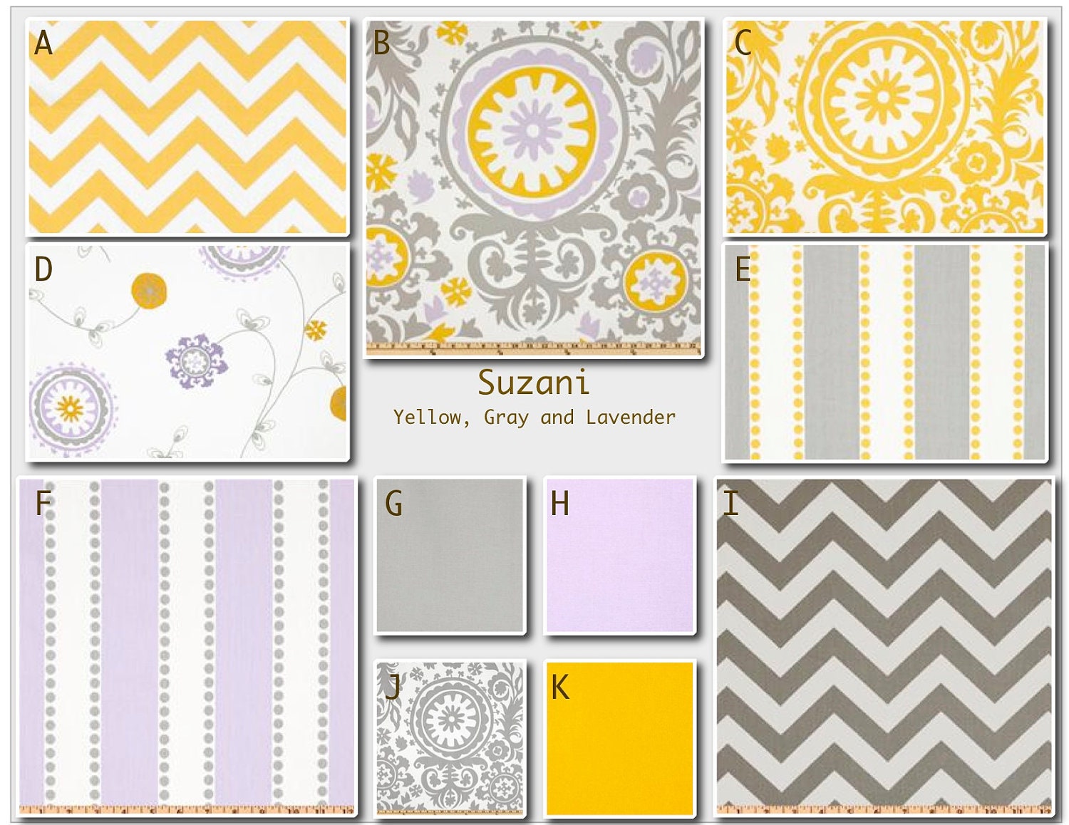 Custom Modern Baby Crib Bedding -Design Your Own-  Suzani in Purple, Yellow and Gray