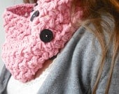 Ready to Ship Coffee House Cowl Pink with Black Buttons