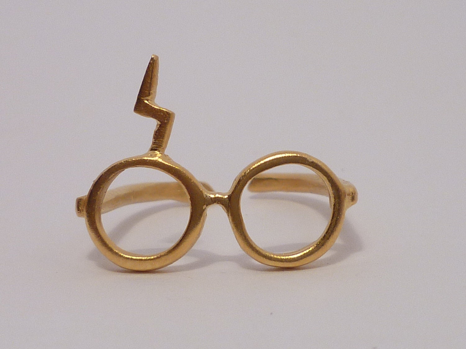 Harry Potter ring.Gold plated 18K sterling siver glasses ring.Lightning scar.Adjustable geek scar ring.