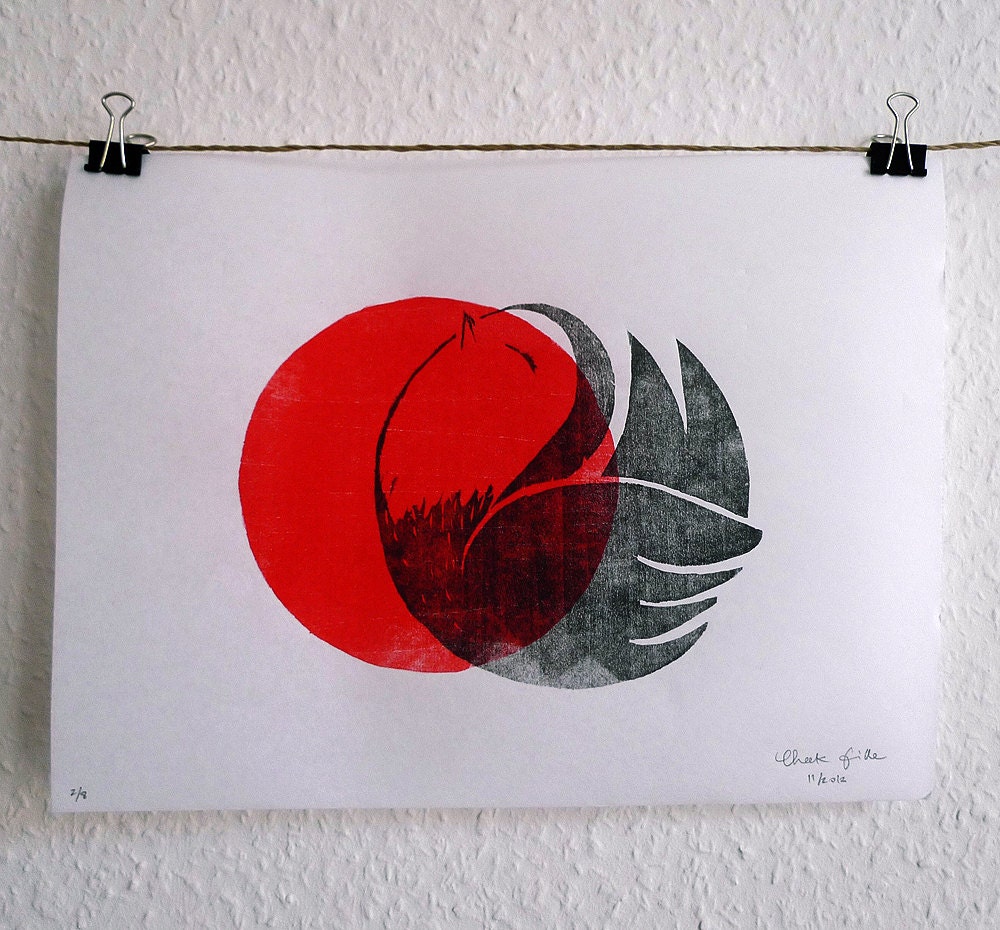 L'oiseau - Woodblock printing - limited edition : 2 of 8
