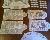 Instant Collection of Scallop Edge Floral Lace Table Runners and Doily Cottage Chic - Shabby Chic