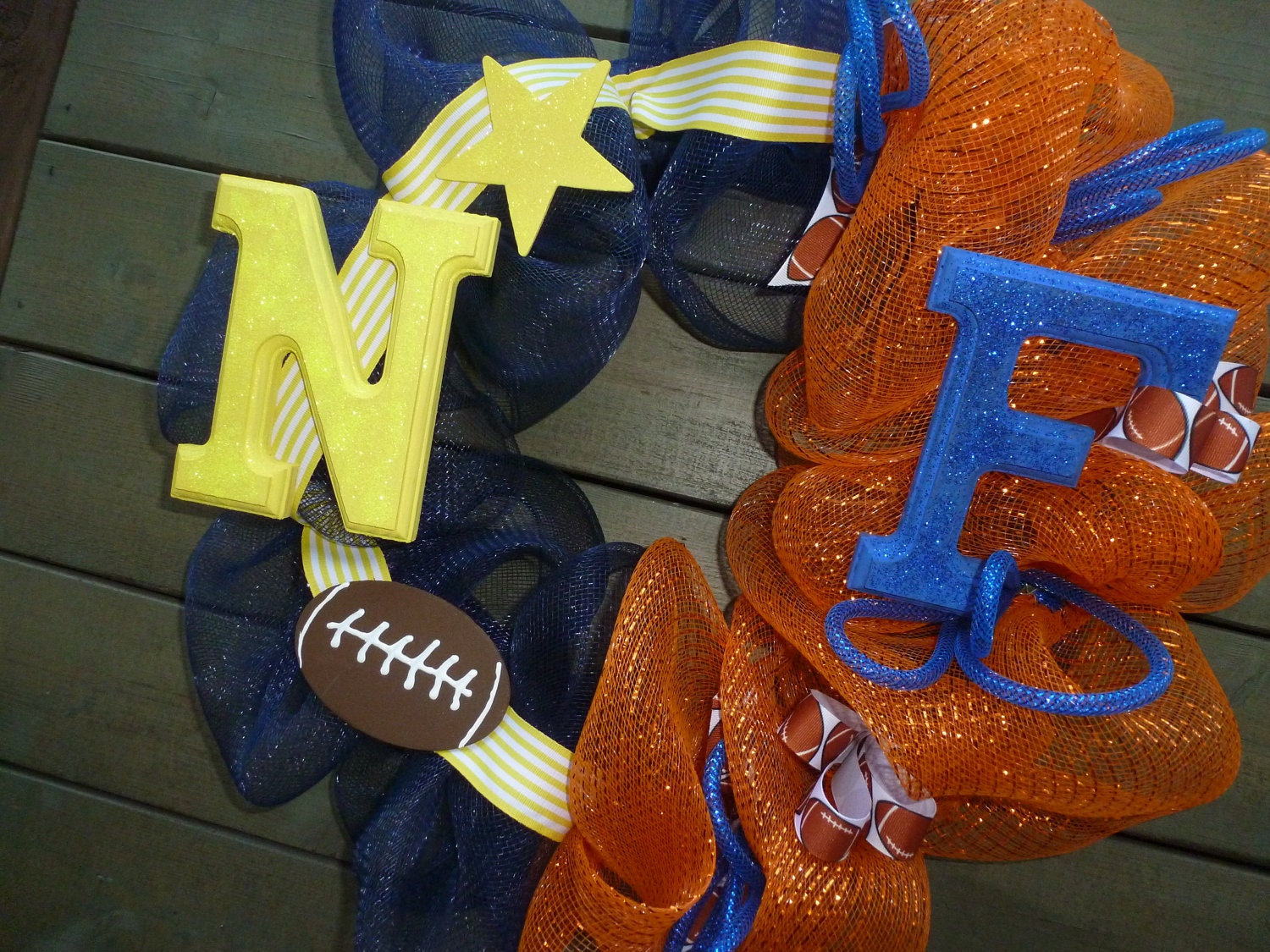 Florida Gators and Naval Academy house divided mesh wreath