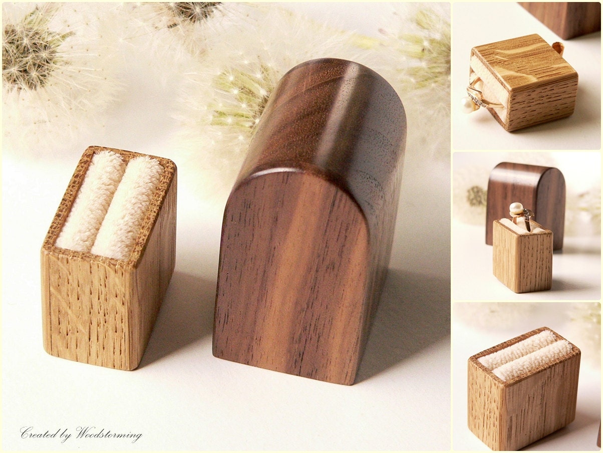 Engagement ring box - original Woodstorming design wooden handmade ring holder - MADE TO ORDER