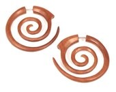 Fake Gauge Earrings -- SPRING SALE 25% OFF -- 1 Pair Large Sabo Wood Double Koru Spirals  - Wooden Earrings - (By Fake Gauge Organics)