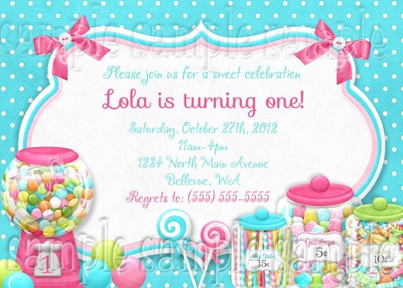 Sweet Shoppe Birthday Invitation PRINTABLE Digital File Il_570xn