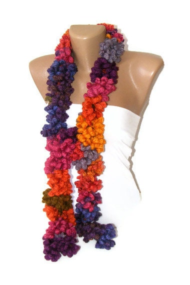 Hand Knitted Ruffled Scarf, Knit scarves, colorful scarf, women accessories, gifts idea ,for her, fashion,