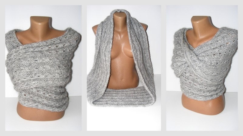 infinity Scarf. hand crocheted women scarf, loop scarves,gray cowl, circle scarf ,fashion accsessory ,gift ideas, fall winter, long scarf