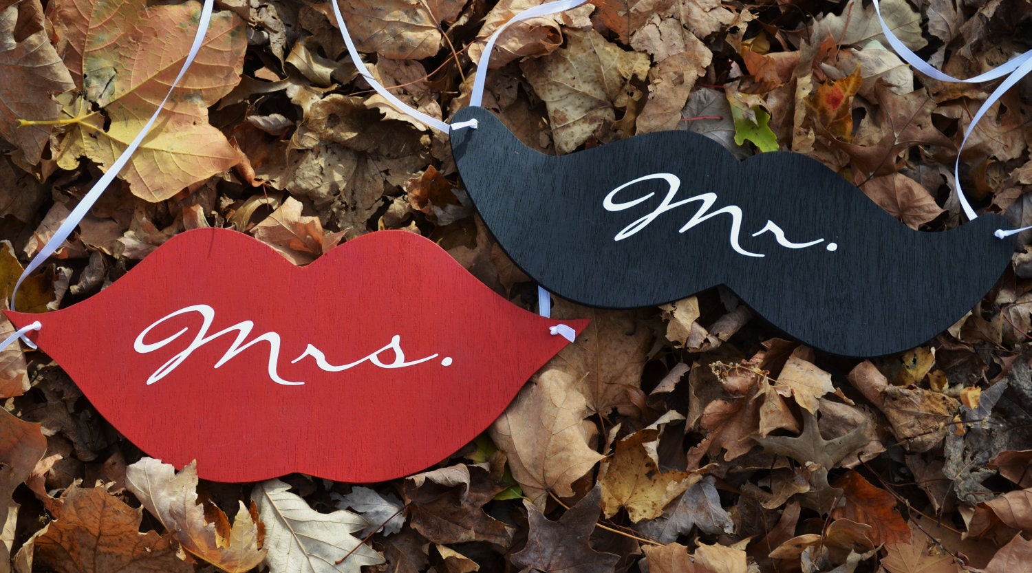 Mr. and Mrs. Mustache and Lips- Wedding decoration- Chair hanging- Reception decor FREE SHIPPING