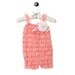 Lace Baby Romper Adorned with White and Pearl Flower, Coral
