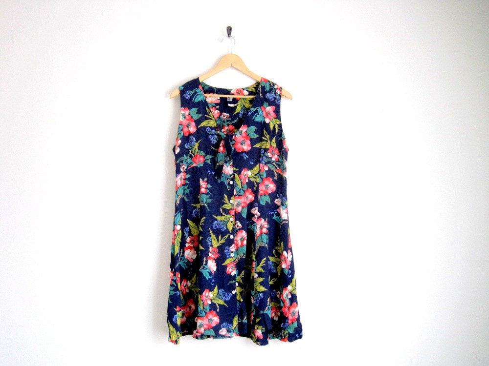 vintage tropical floral dress with sailor tie
