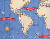 3/4 Yard Nautical Map in Boy Blue, Out to Sea by Sarah Jane for Michael Miller Fabrics, 100% Cotton Fabric