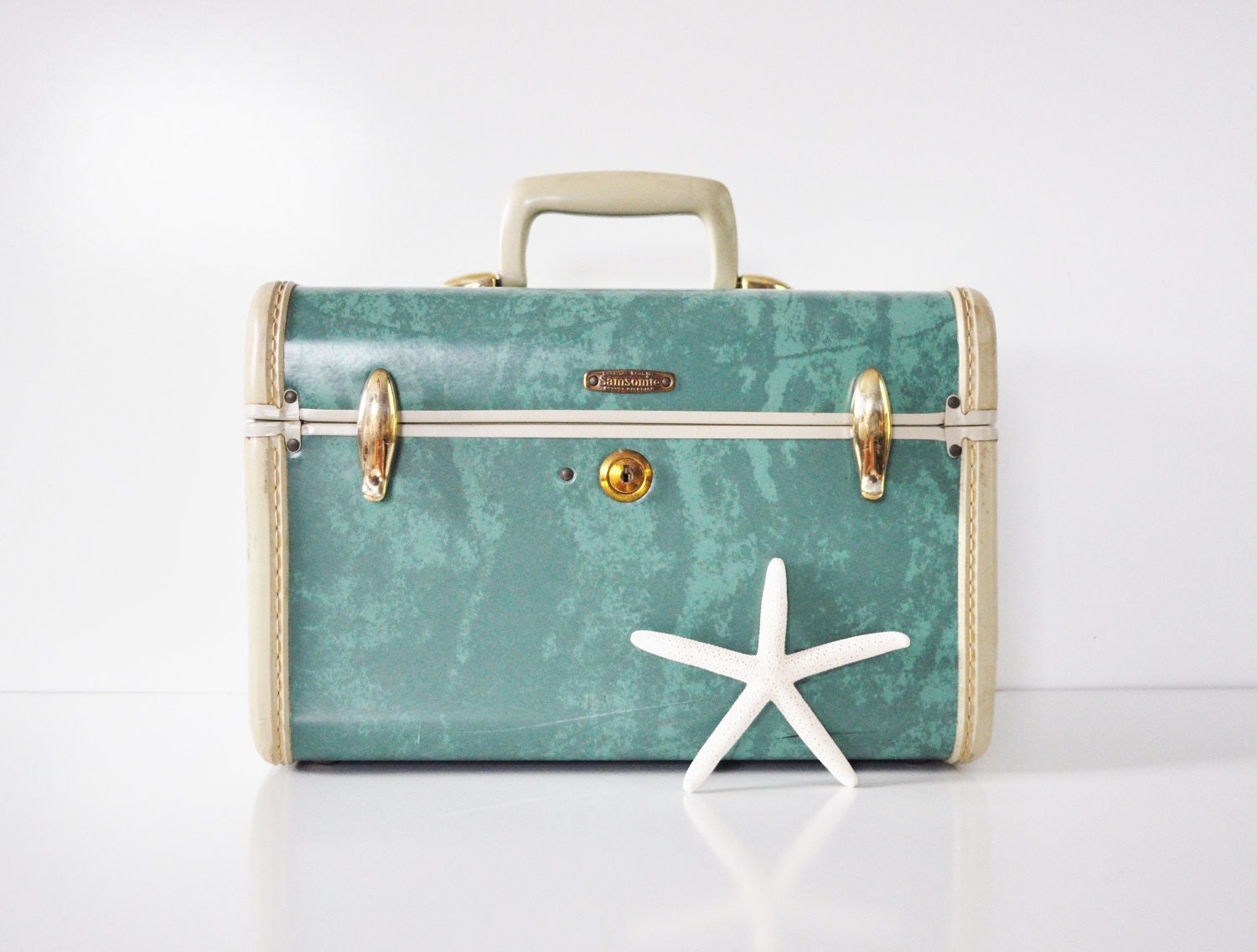 Seafoam Green Samsonite Train Case - Mid Century
